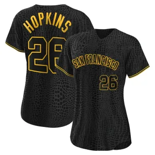 Authentic Women's TJ Hopkins San Francisco Giants Snake Skin City Jersey - Black