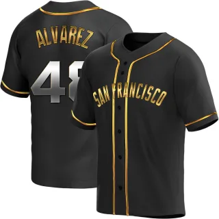 Replica Men's Jose Alvarez San Francisco Giants Alternate Jersey - Black Golden