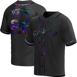 Replica Men's TJ Hopkins San Francisco Giants Alternate Jersey - Black Holographic